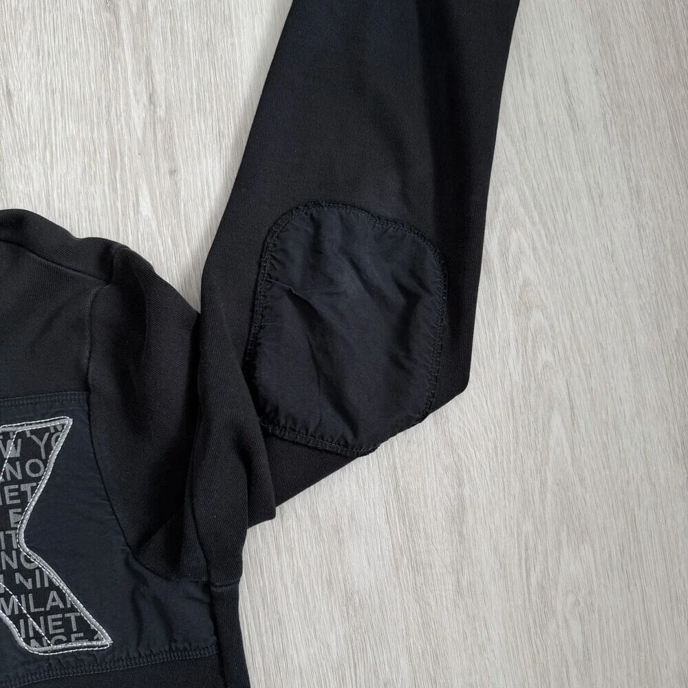 Armani Exchange AX men's Quarter Zip Sweatshirt Black Size M Large Logo Patch - Picture 4 of 9